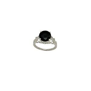 Australian Black Tourmaline Sterling Silver 925 Ring, Size 7